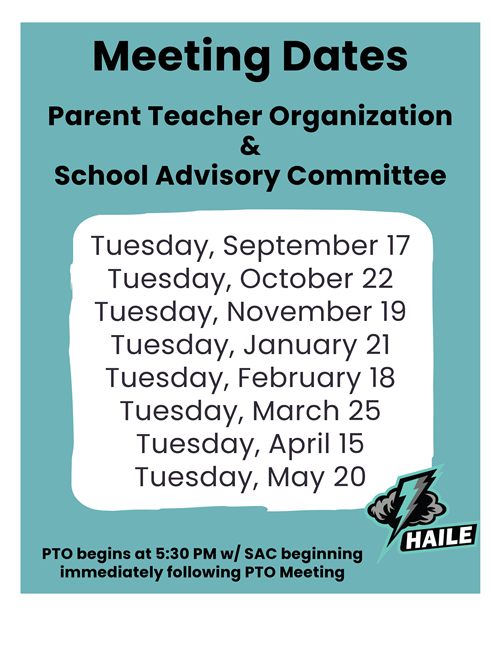  PTO / SAC meeting calendar